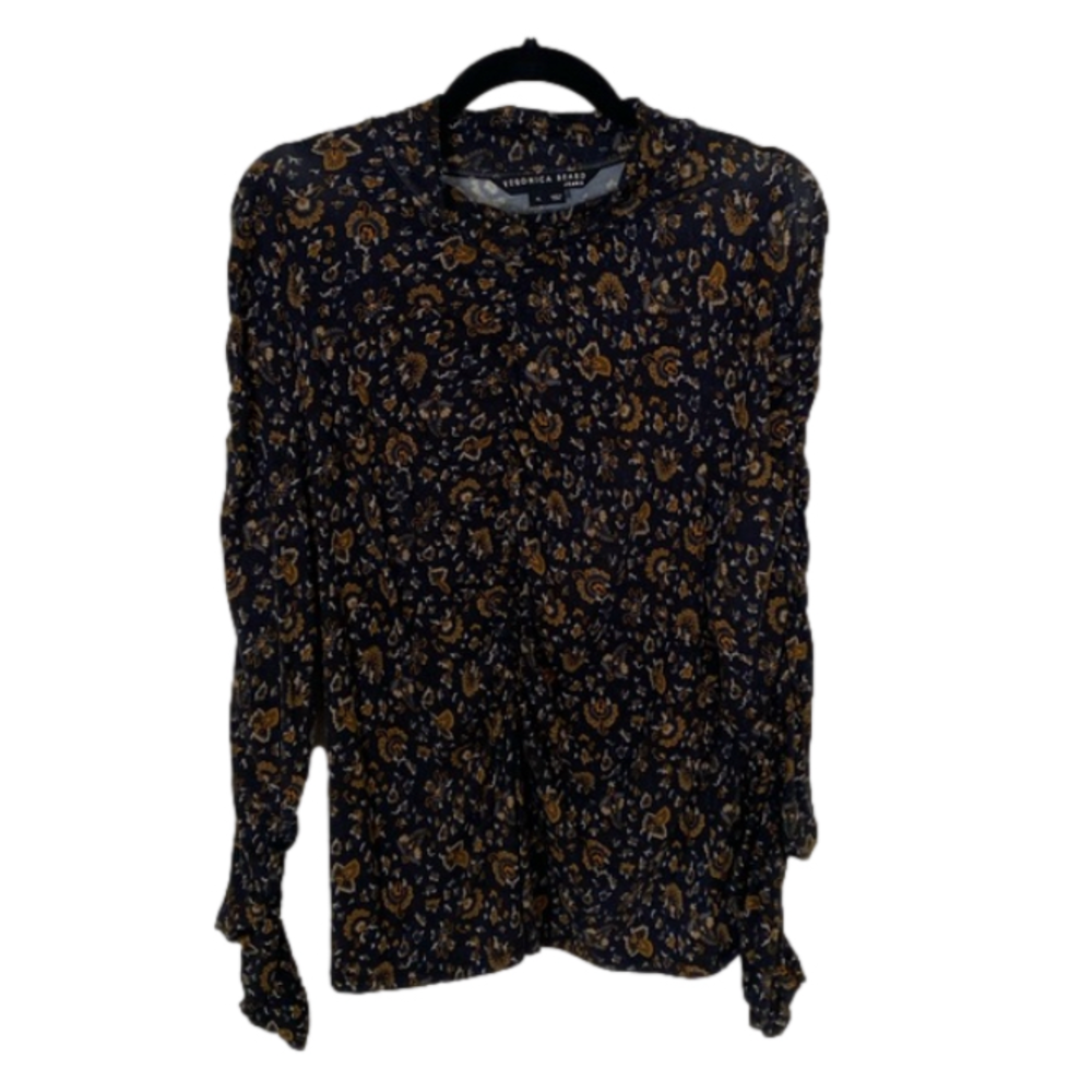 Veronica Beard Fresno Roll-Neck Floral Top